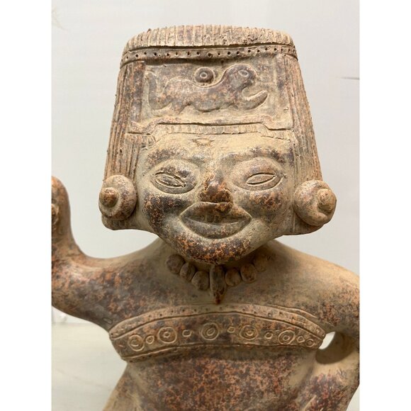 Vintage 1973 Souriant Dancer Terracotta Mayan Figurine Female Made In Mexico - Picture 2 of 9